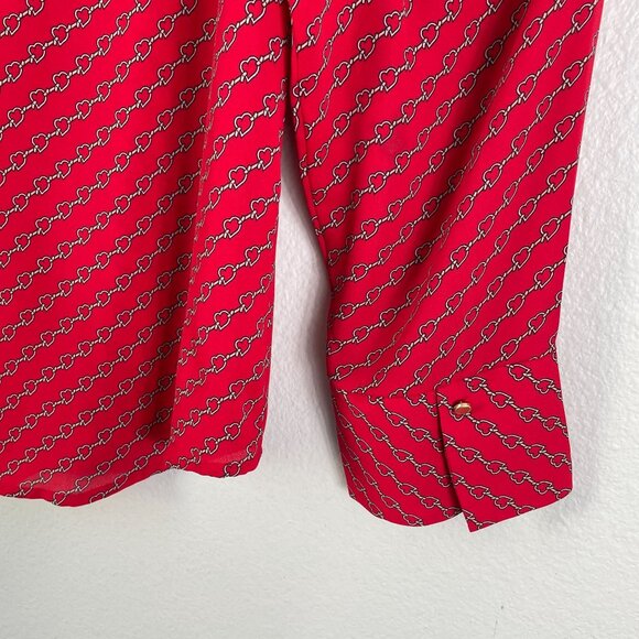 Liz Claiborne Career Womens Plus XXL Red Heart Chain Print Blouse Long Sleeve - Picture 10 of 10